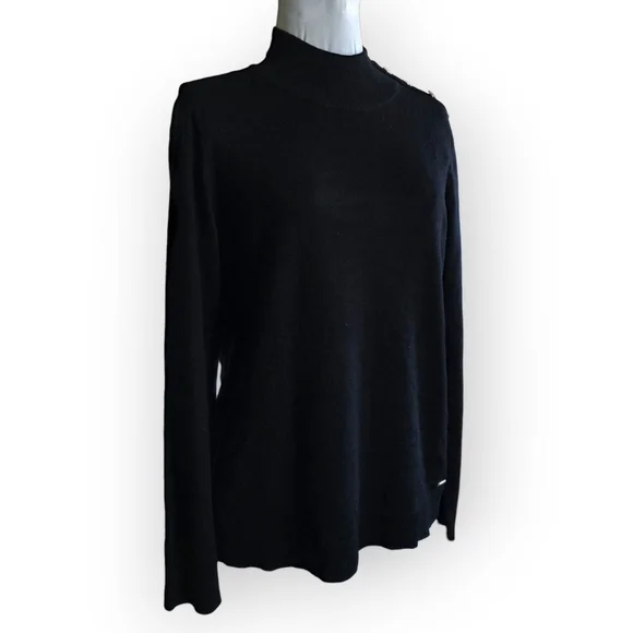 Calvin Klein Mock Neck Sweater, Black, Size Medium - Picture 2 of 9